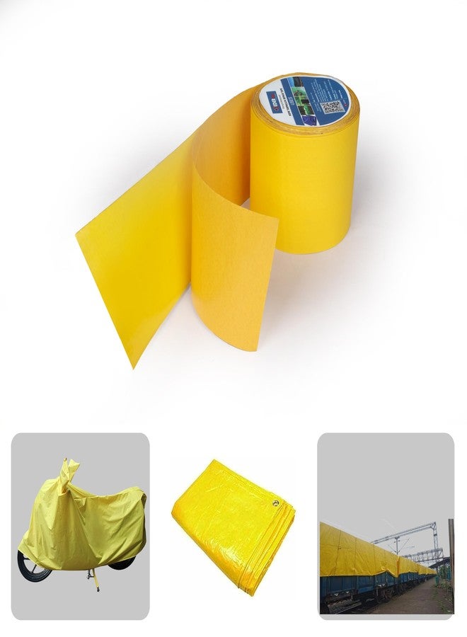Keder Max Tarpaulin Repair Tape 5m 100% Waterproof, UV-Resistant & Heavy Duty Duct Tape Weatherproof Bond for Tarpaulins, Tents, HDPE, and More Multipurpose Use 9.5cm x 5m Roll per Pack (Yellow) - Image 2